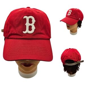 47 Brand Boston Red Sox‎ Leather Strapback Hat Adjustable Cap New Stickers HTF